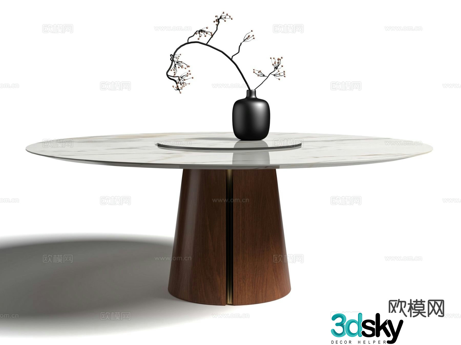 Modern slate dining table round dining table 3d model