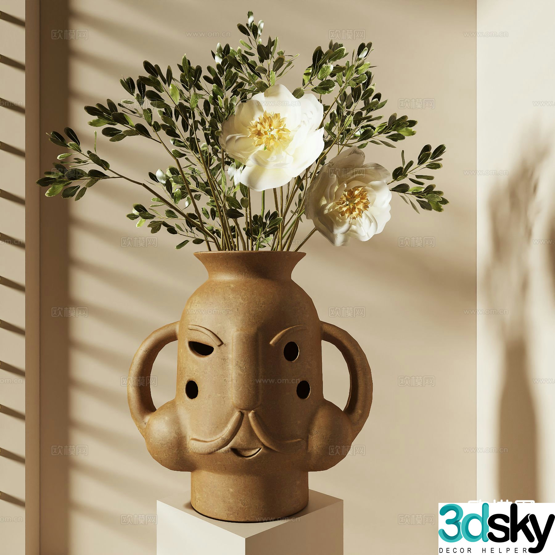 ceramic vase floral arrangement flower arrangement flowers 3d model