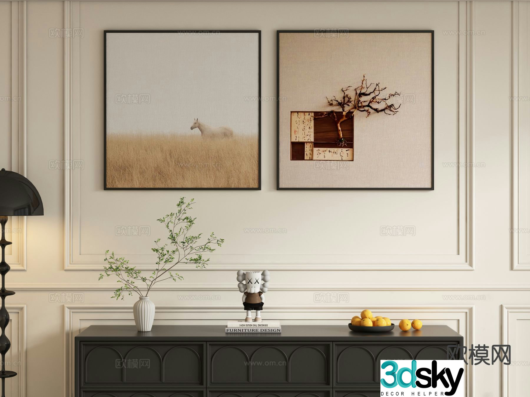 Modern decorative painting hanging painting 3d model
