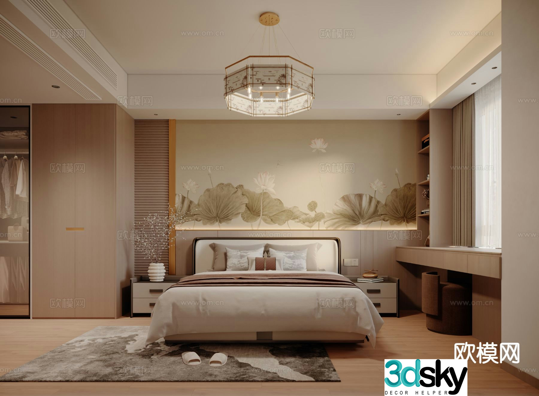 New Chinese style bedroom master bedroom 3d model