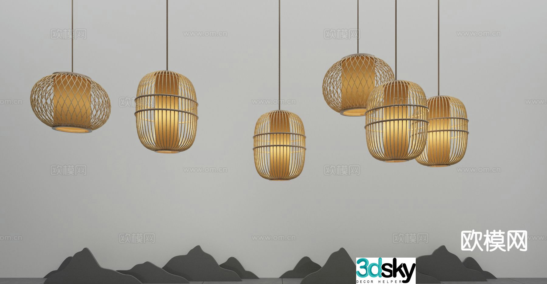 New Chinese style chandelier 3d model