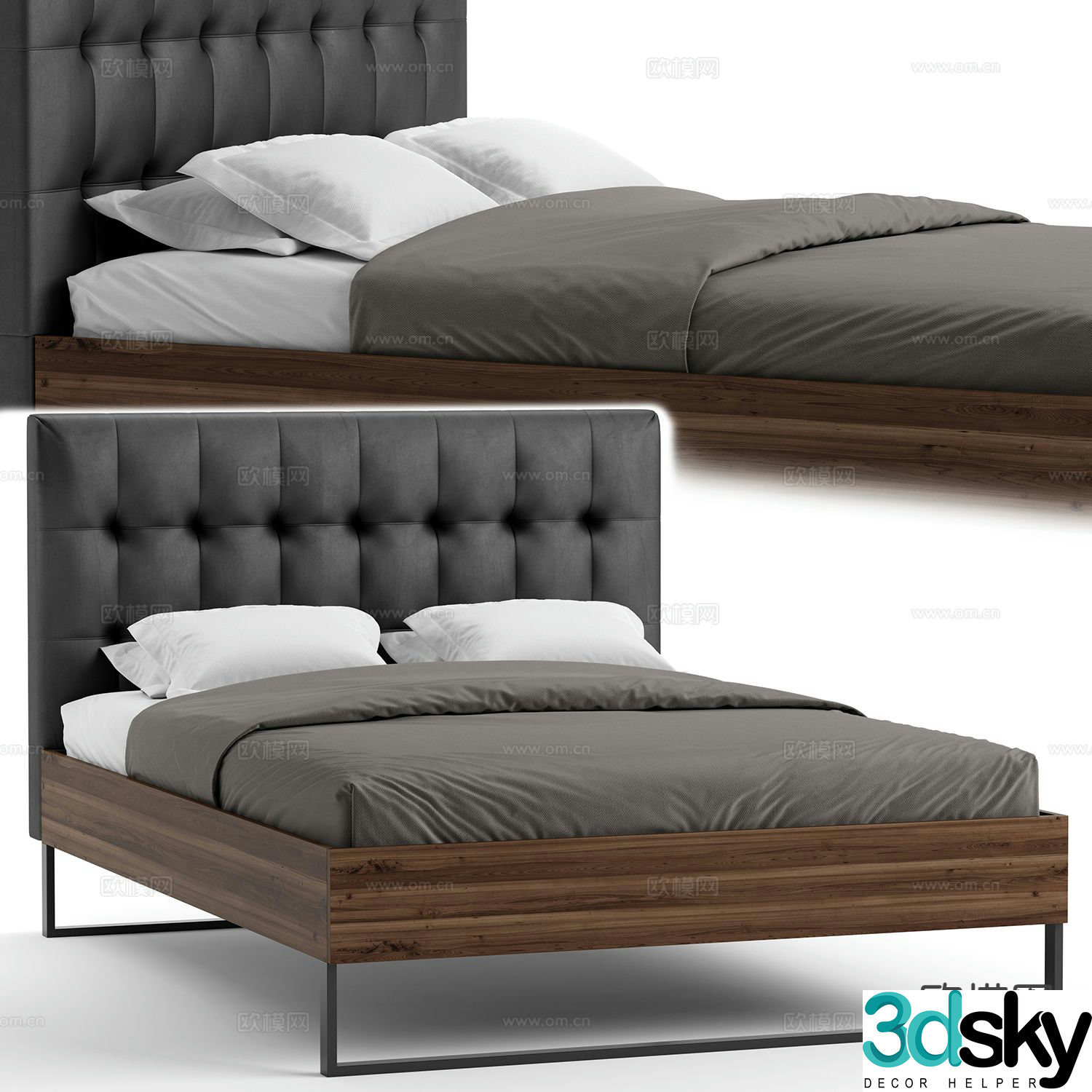 Modern double bed 3d model