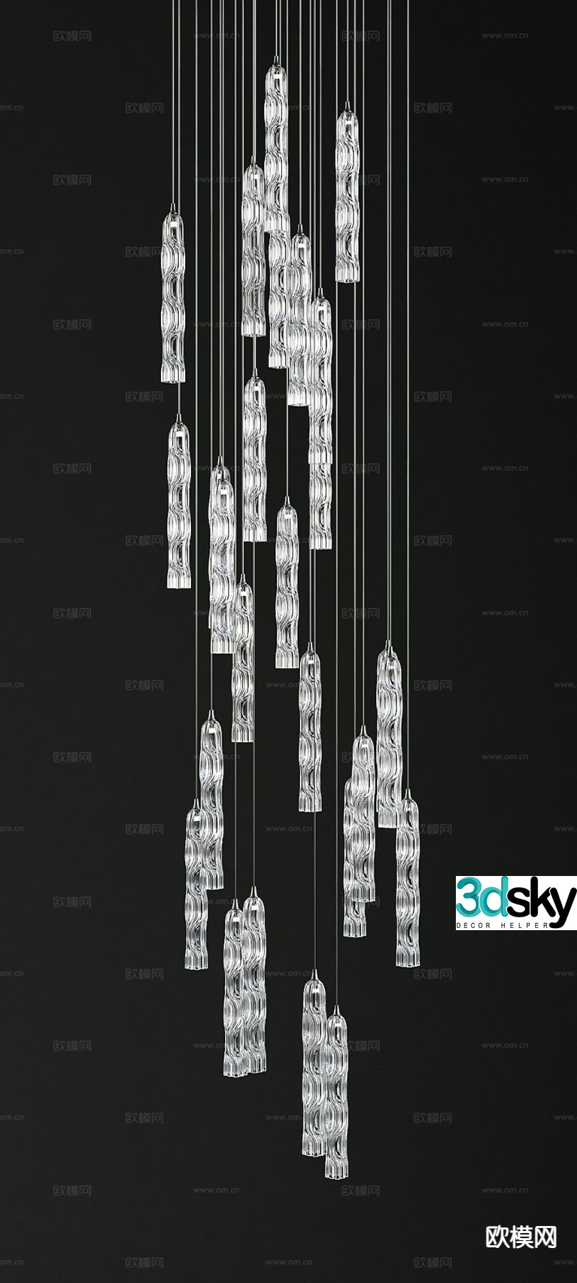 Modern crystal chandelier stair chandelier 3d model