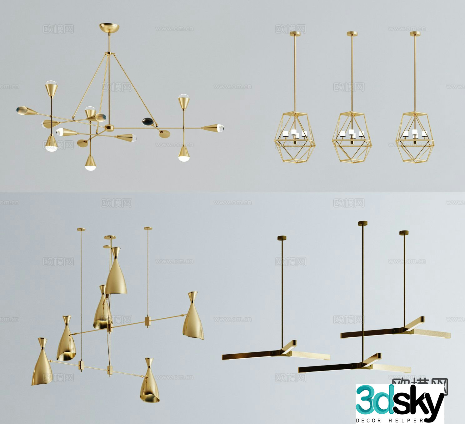 Light luxury chandelier hall chandelier 3d model