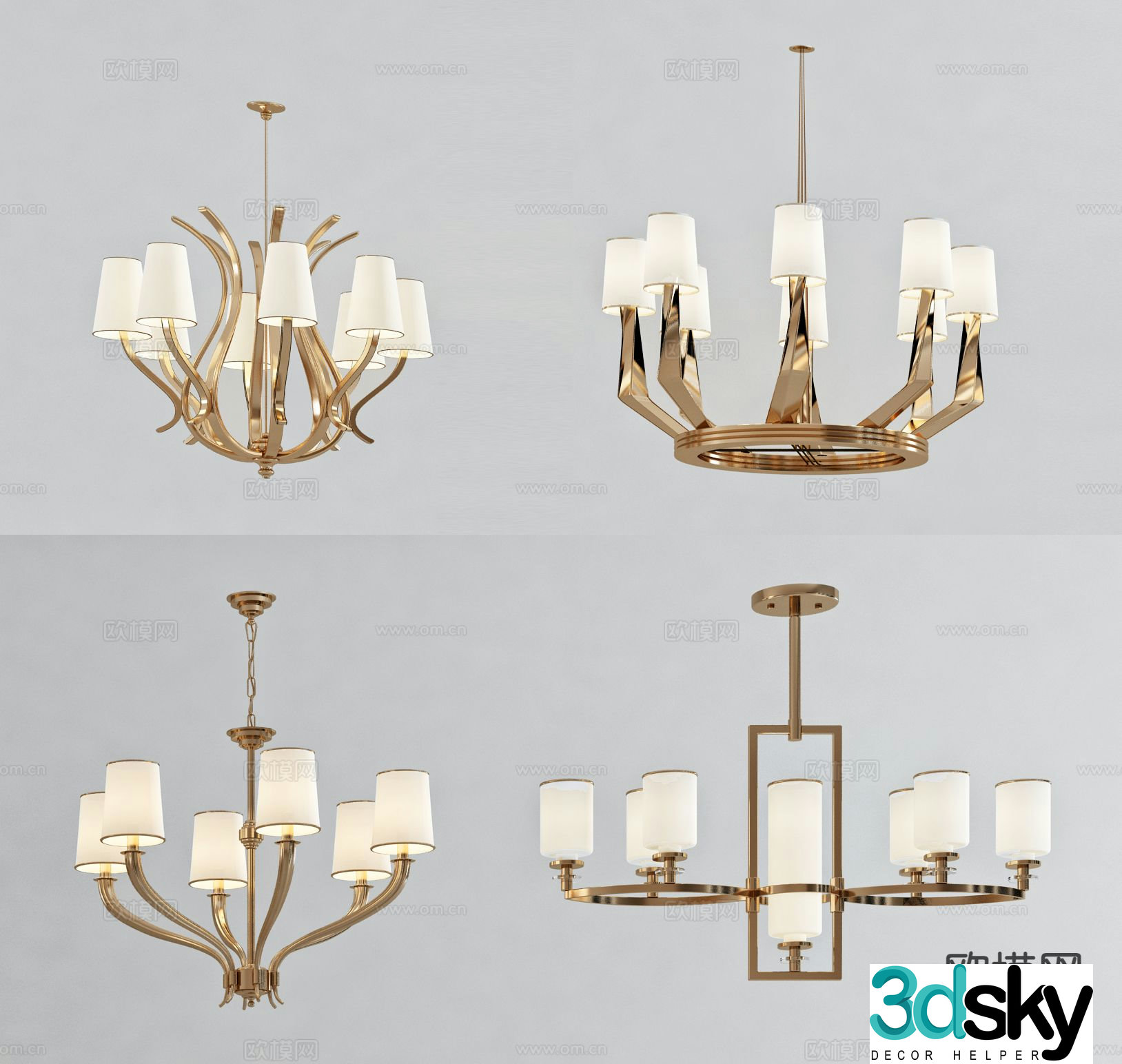 Light luxury chandelier hall chandelier 3d model