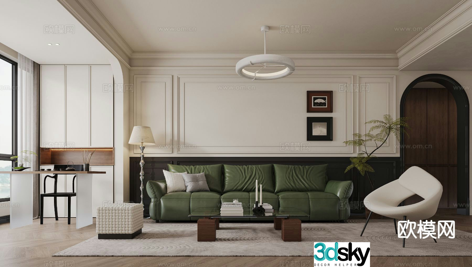 French retro living room 3d model