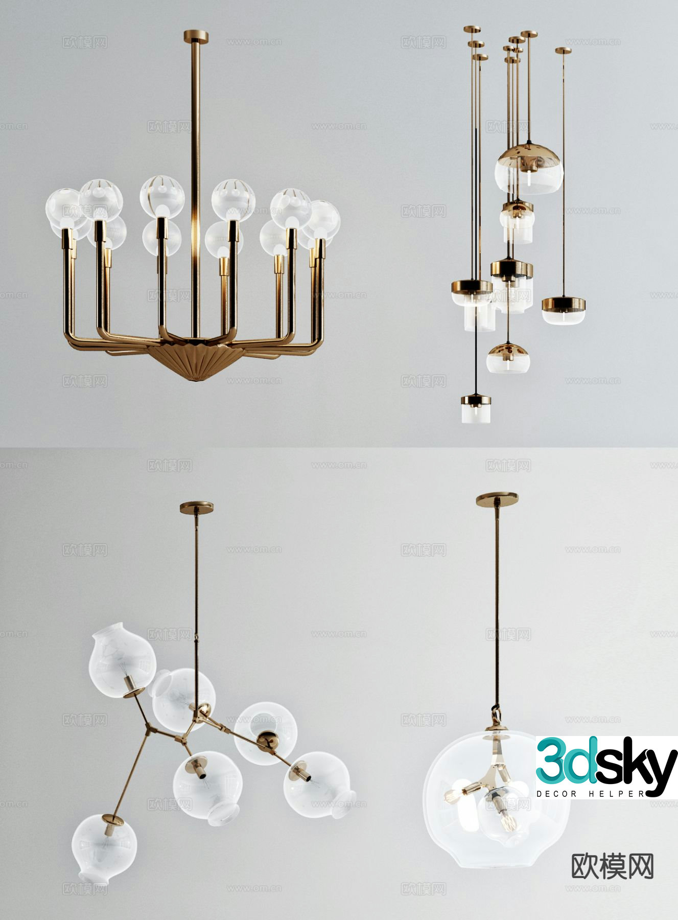 Modern magic bean chandelier hall chandelier 3d model