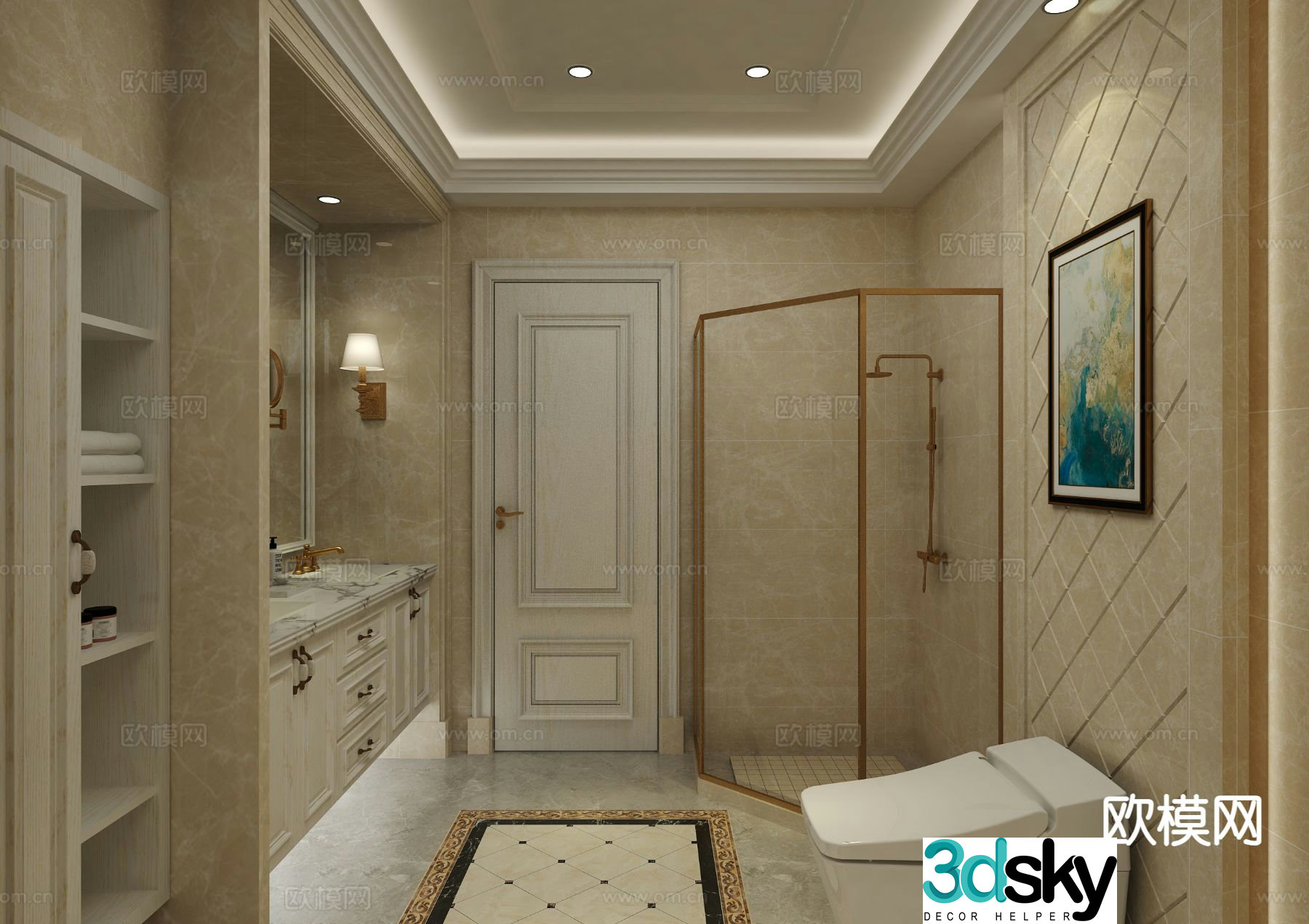 European style bathroom bathroom toilet 3d model