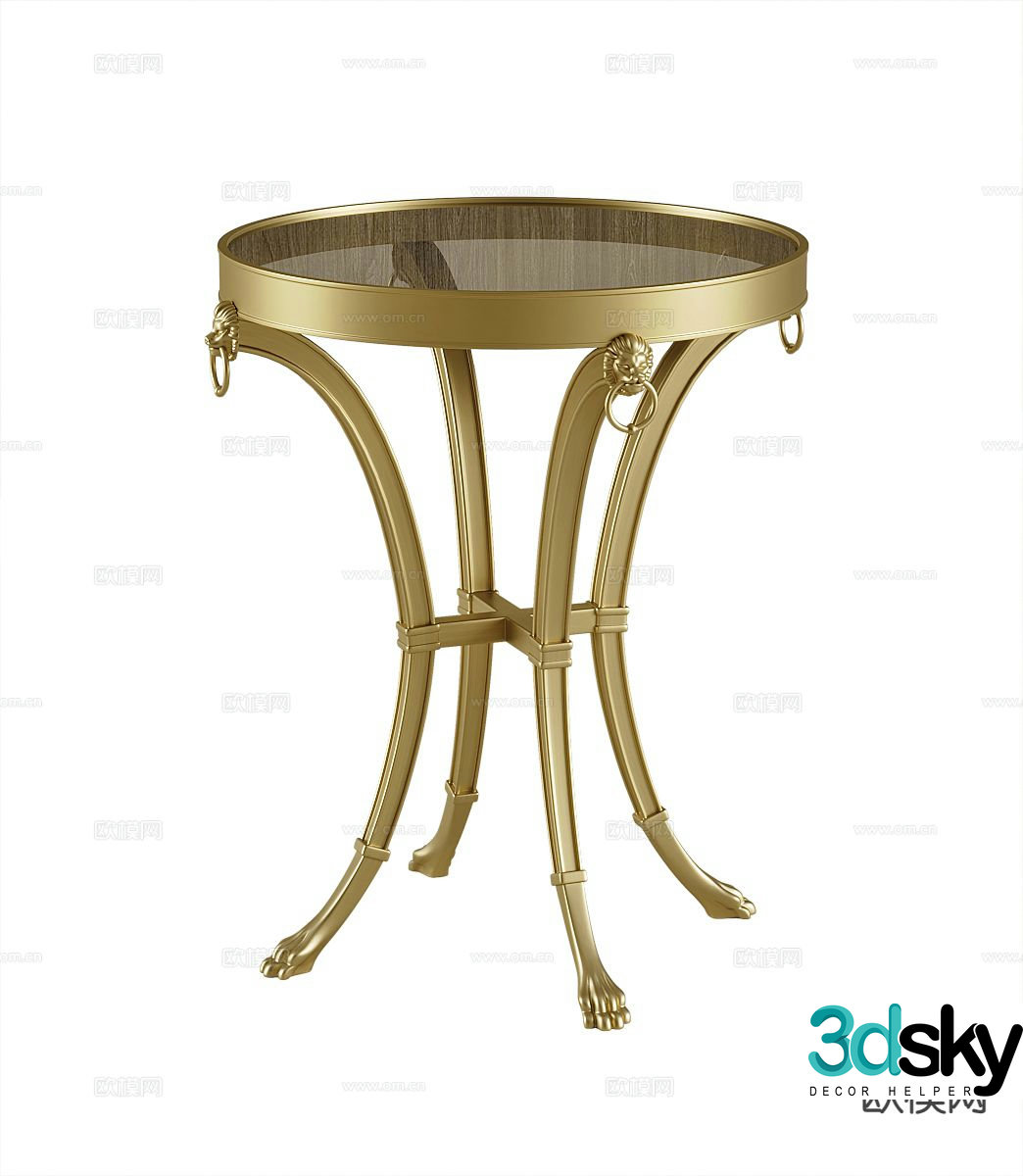 American round table side table table table corner table 3D model
