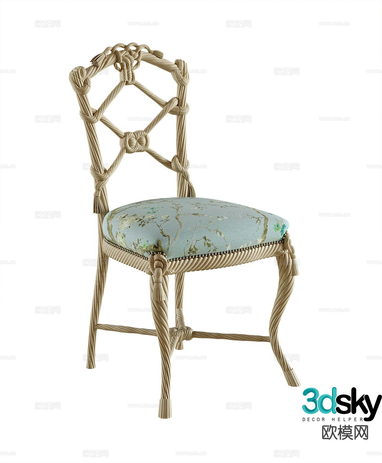 American chair dining chair rope single chair 3d model