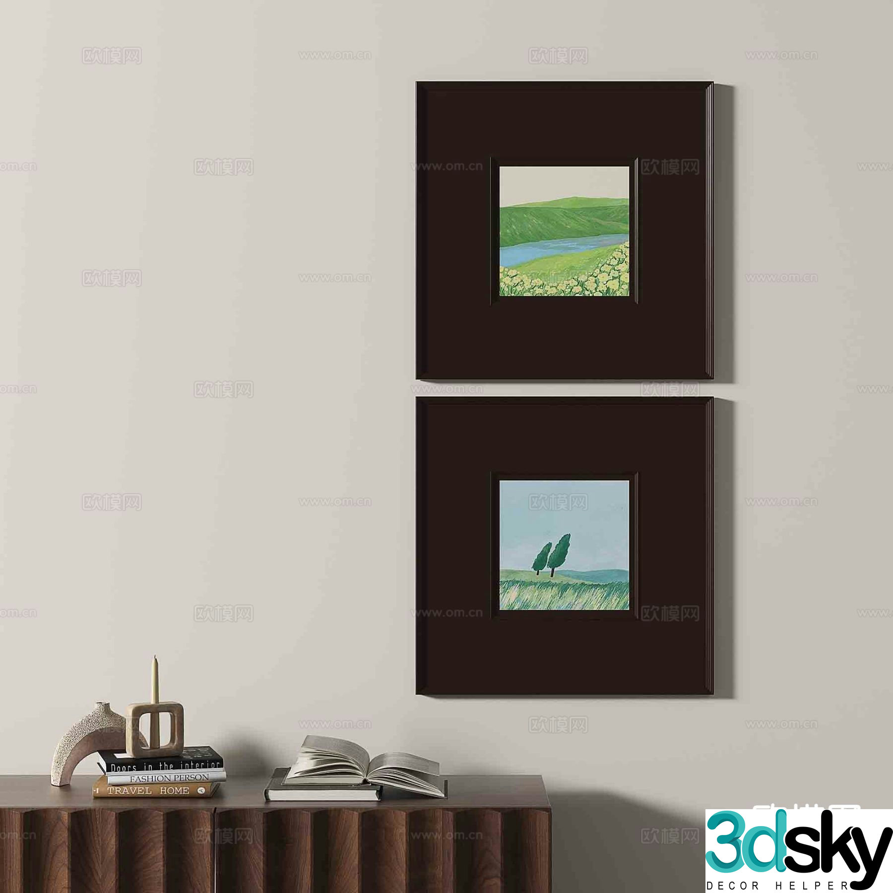 Wabi-sabi retro hanging painting art painting decorative painting 3D model