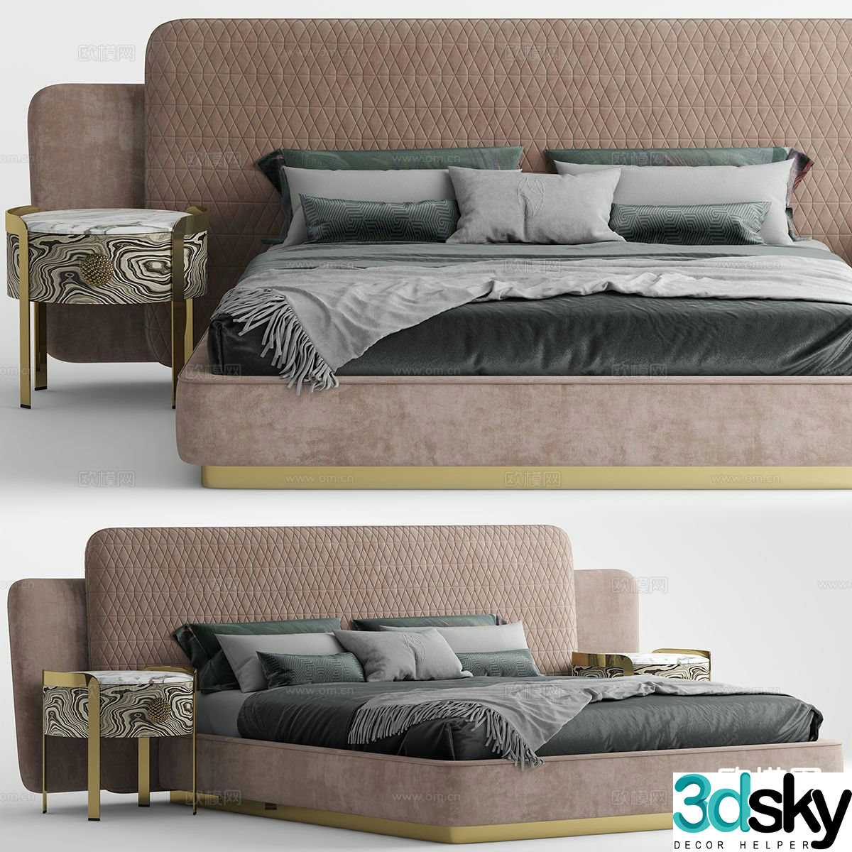 Modern double bed 3d model