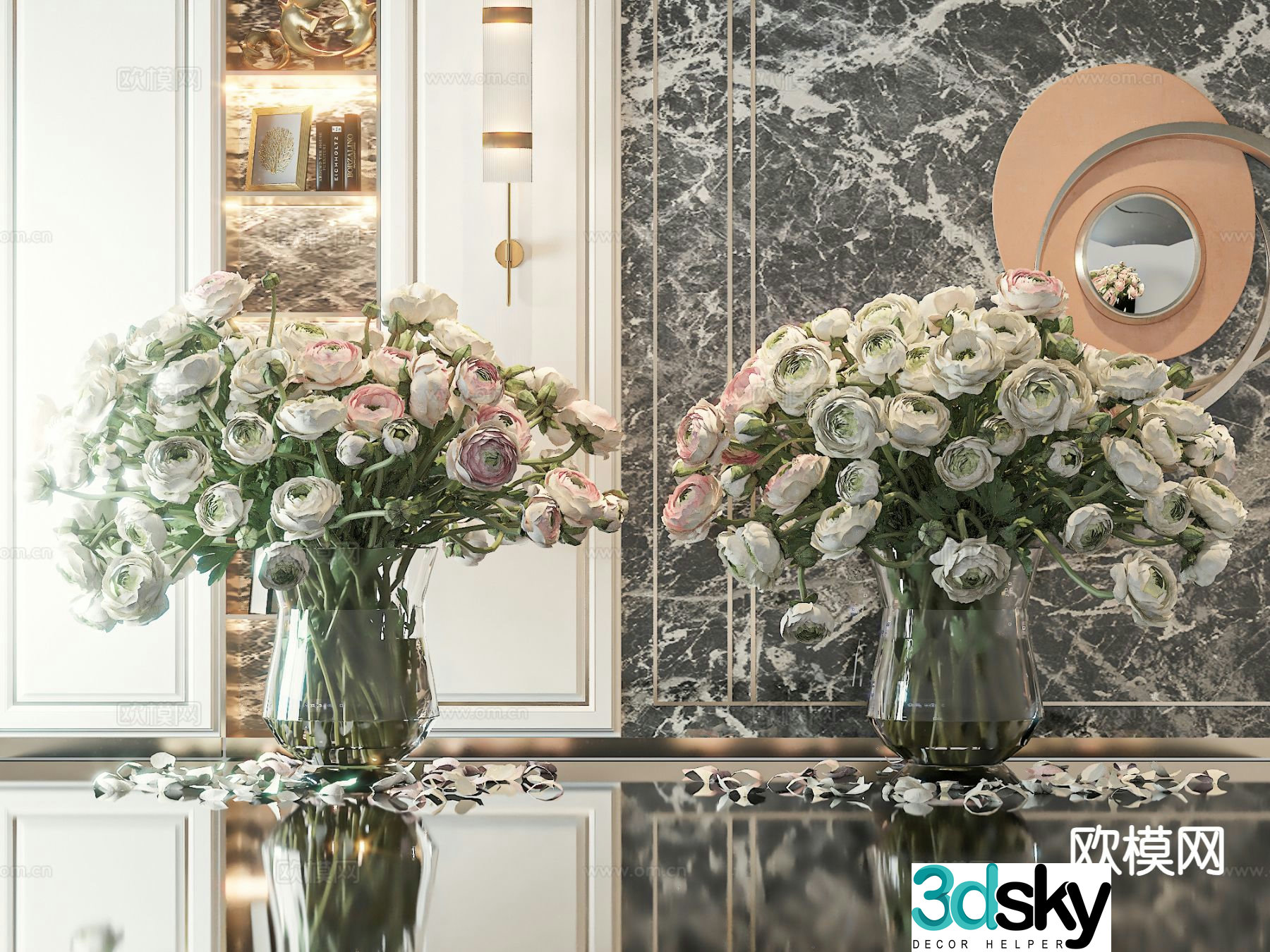vase floral arrangement flowers flower arrangement 3d model