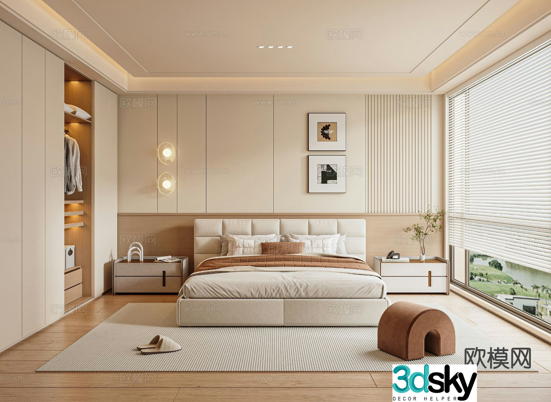 Cream style master bedroom bedroom 3d model