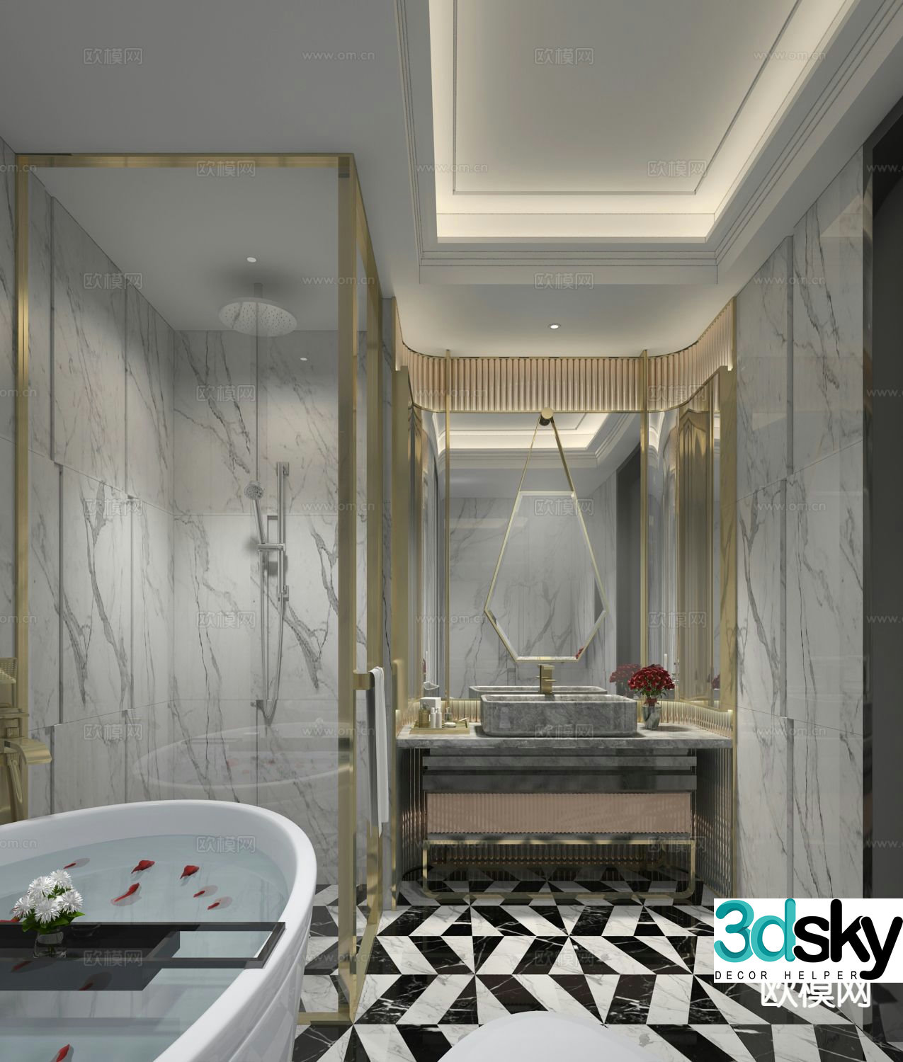 European style bathroom bathroom toilet 3d model