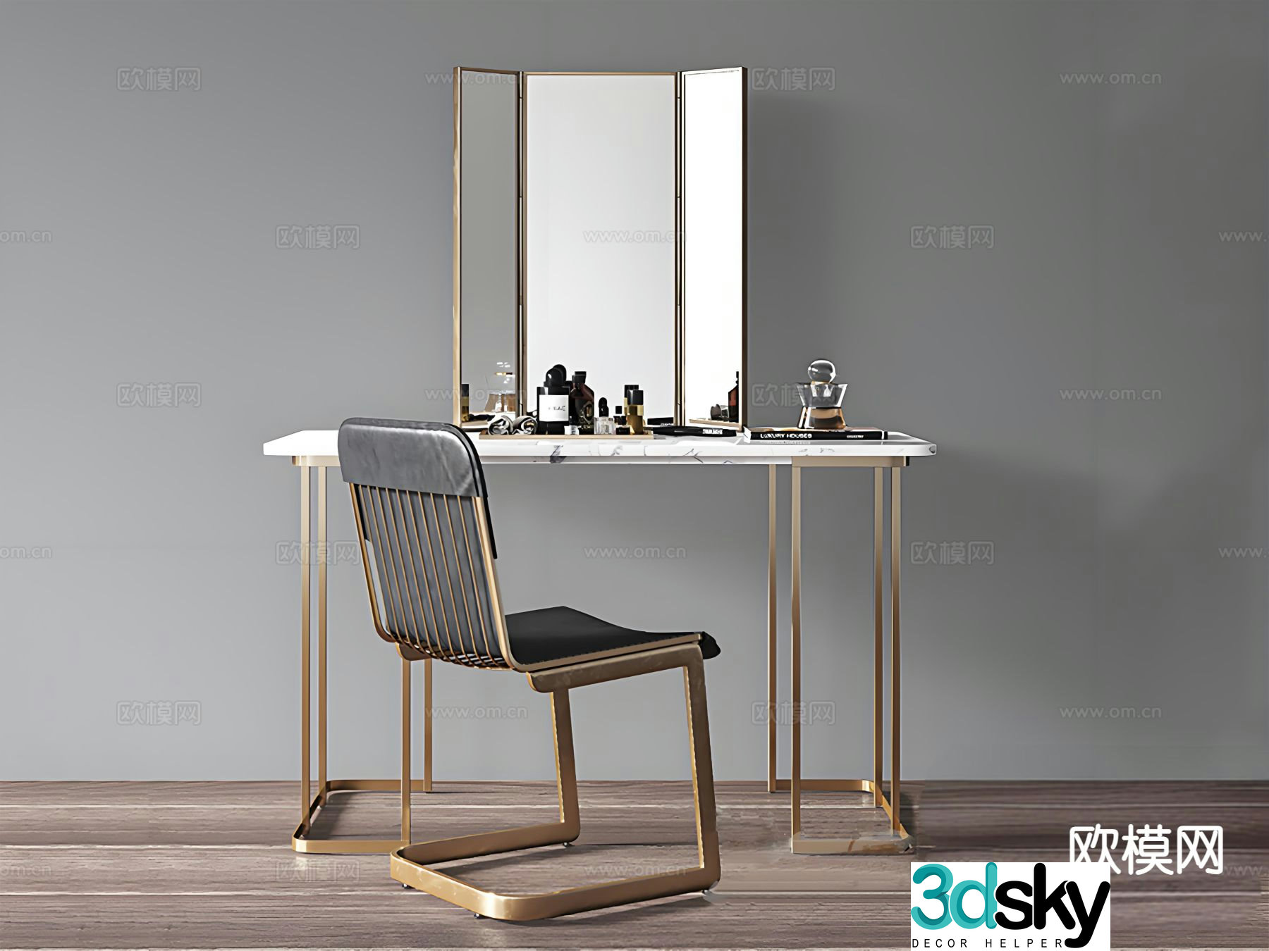 Light luxury dressing table makeup table 3d model