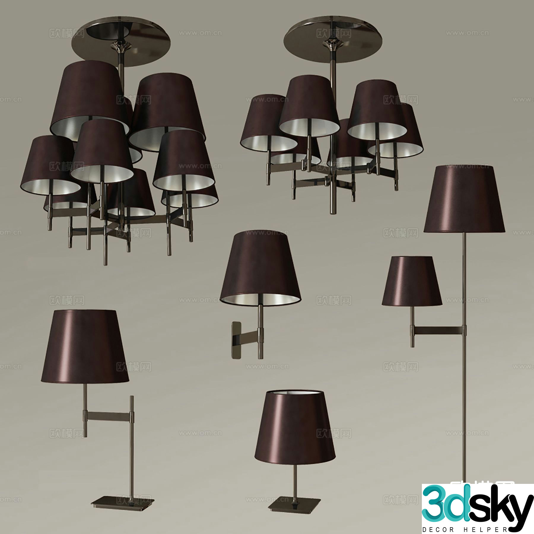 Modern multi-head chandelier indoor chandelier 3d model