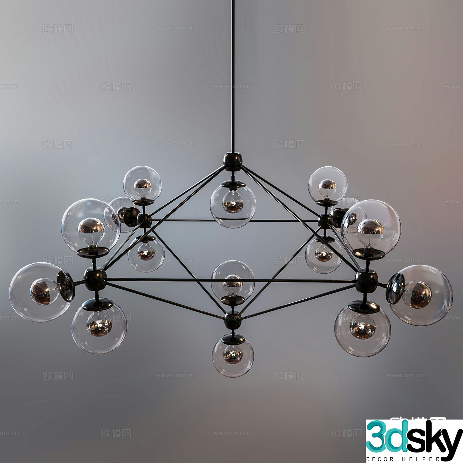 Modern glass chandelier indoor chandelier 3d model
