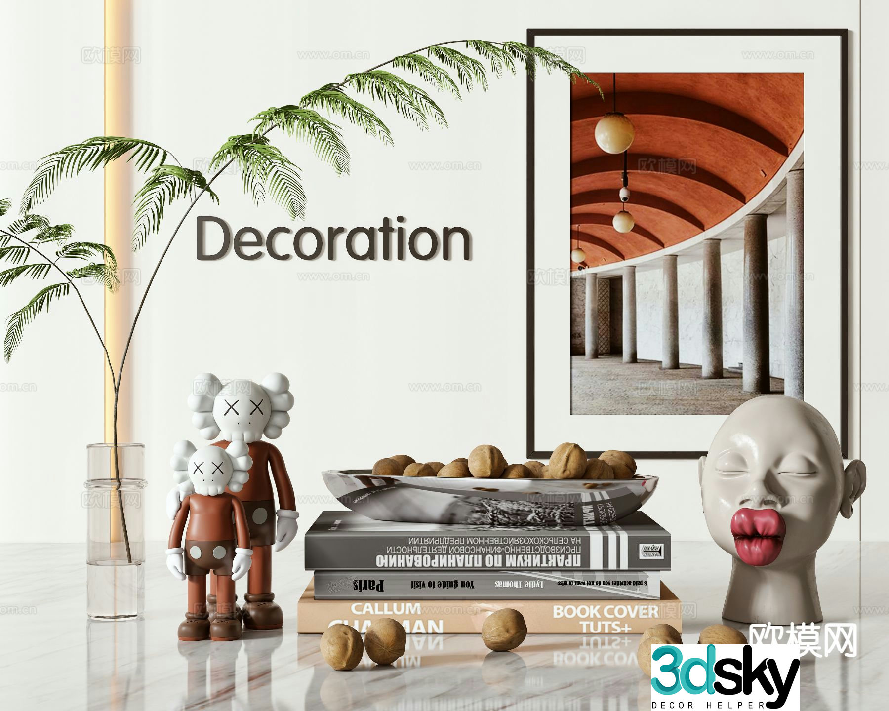 Modern jewelry ornaments books sculpture 3d model