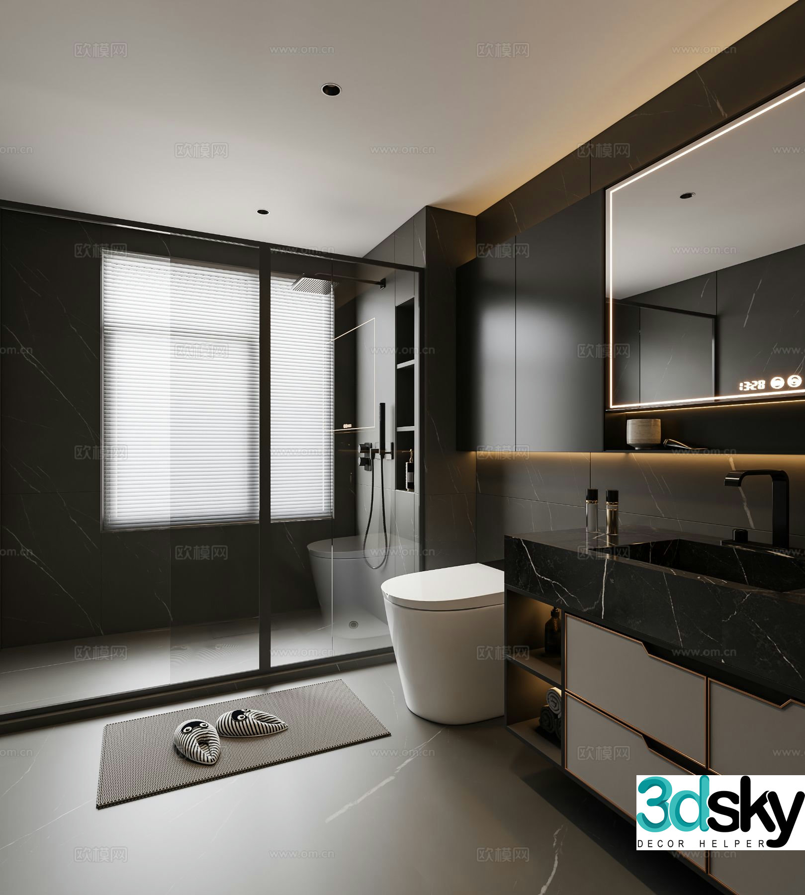 Dark style bathroom bathroom 3d model