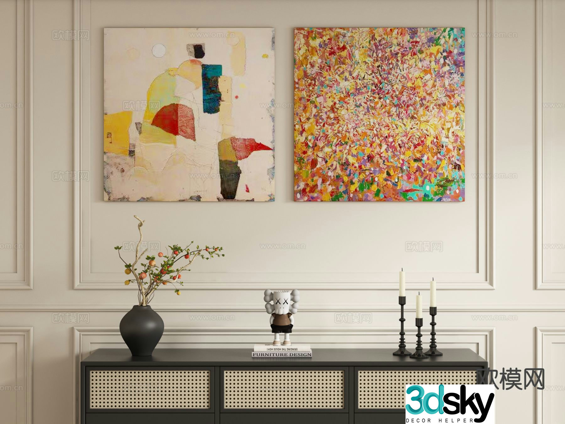 Cream style art painting texture painting decorative painting 3d model