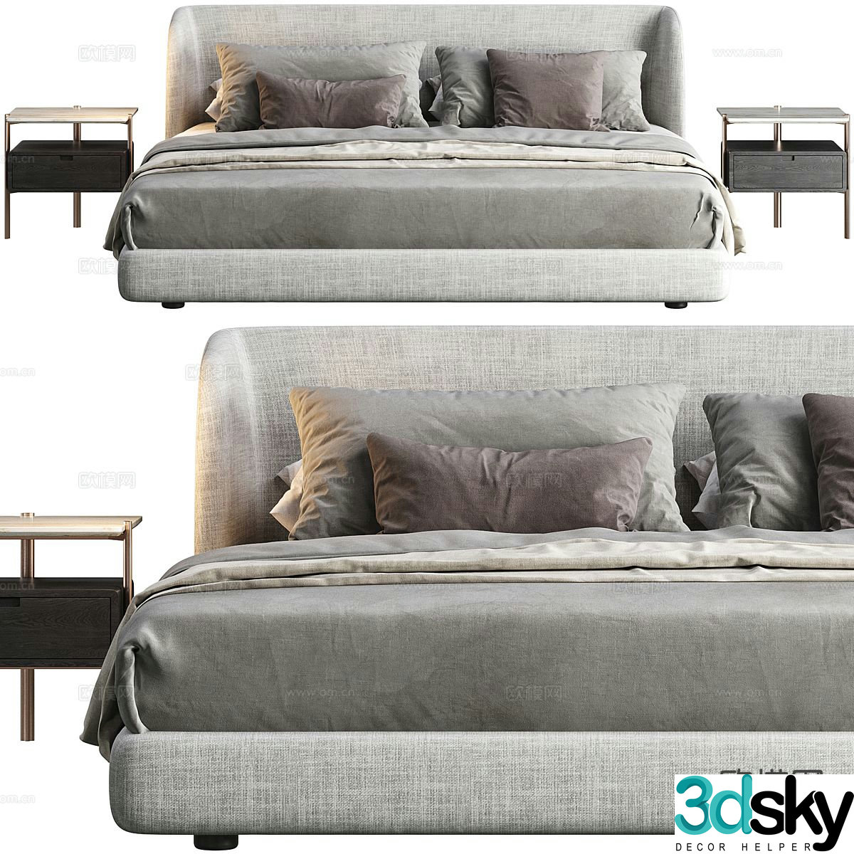 Modern double bed 3d model