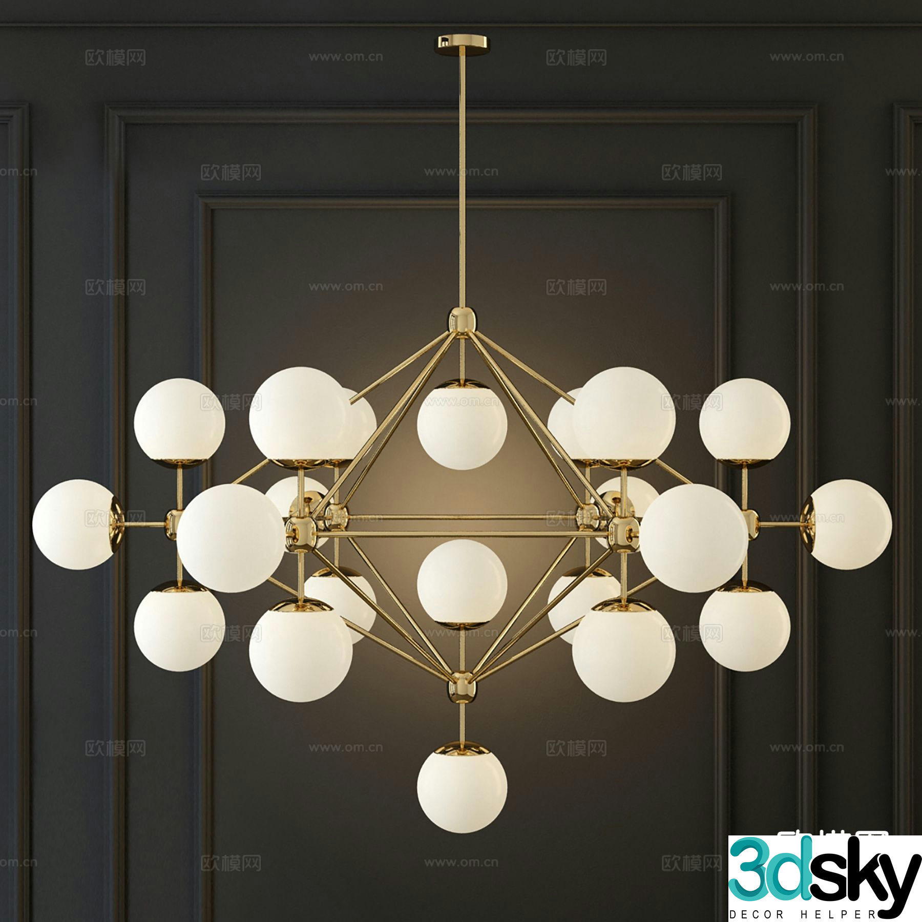 Light luxury multi-head chandelier indoor chandelier 3d model
