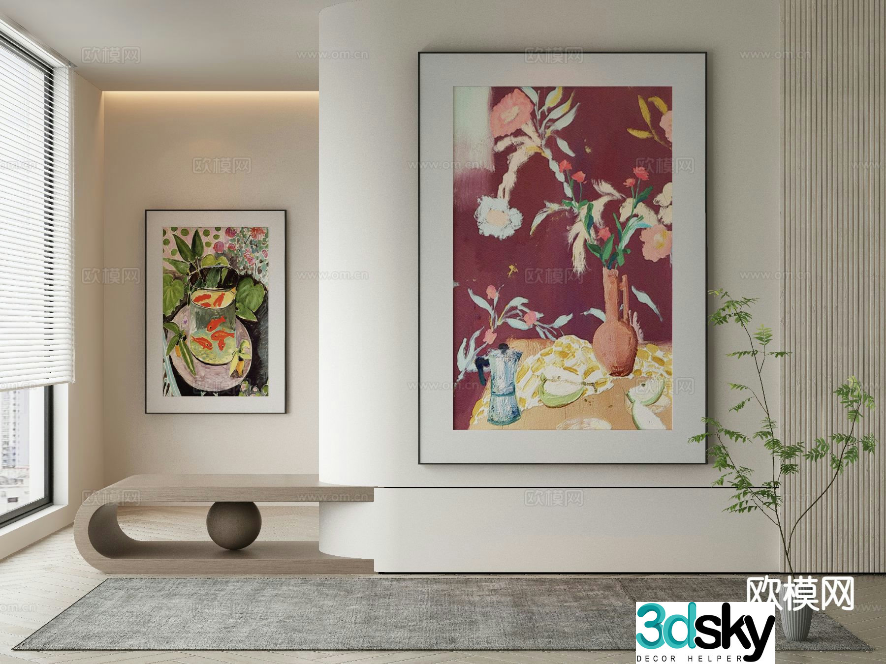 Modern hanging painting decorative painting 3d model