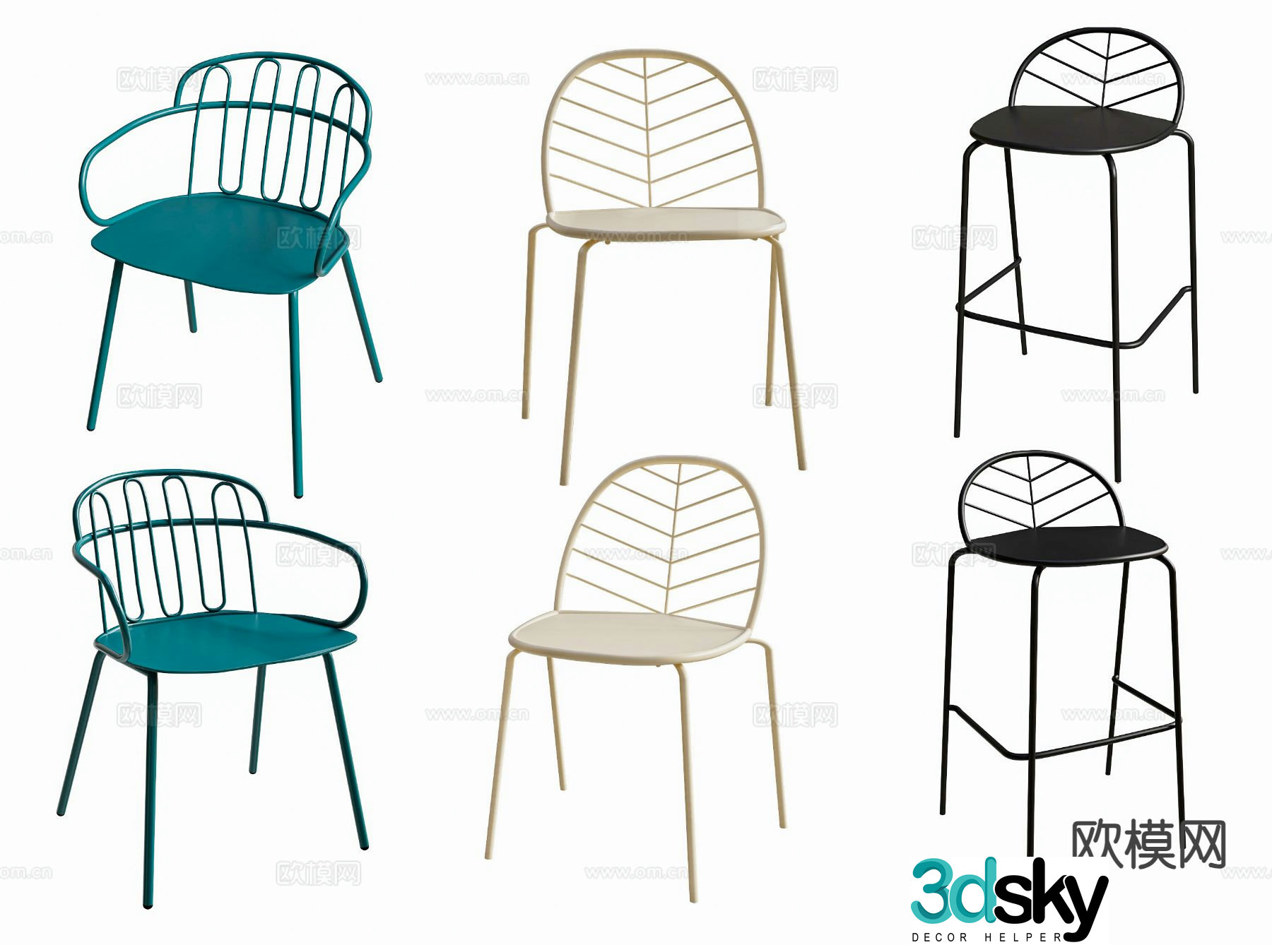 Outdoor leisure chair balcony leisure chair Internet celebrity coffee chair iron chair 3D model