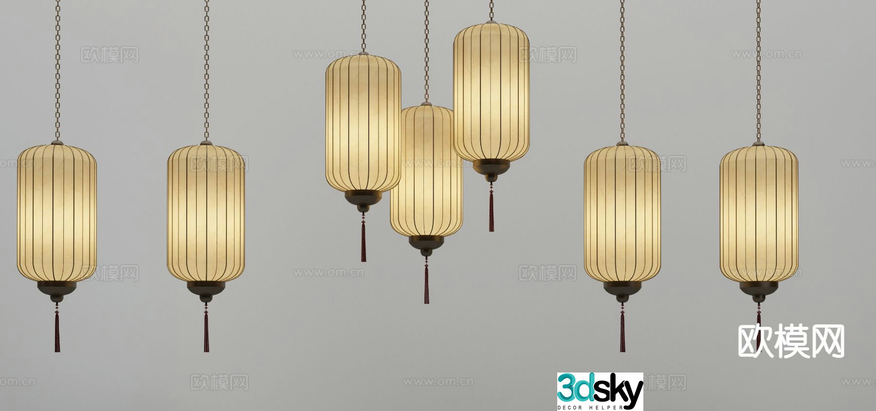 New Chinese style chandelier 3d model