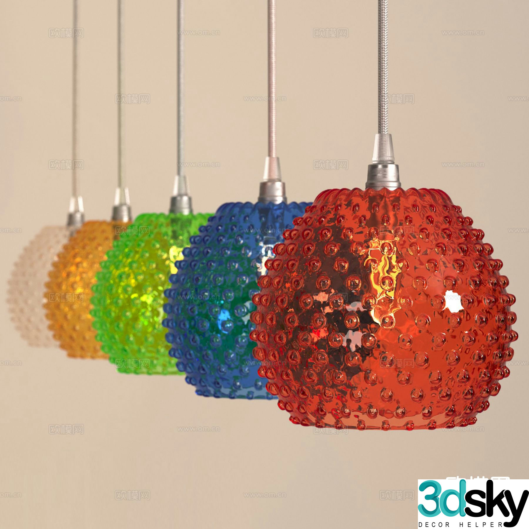 Modern stained glass chandelier indoor chandelier 3d model