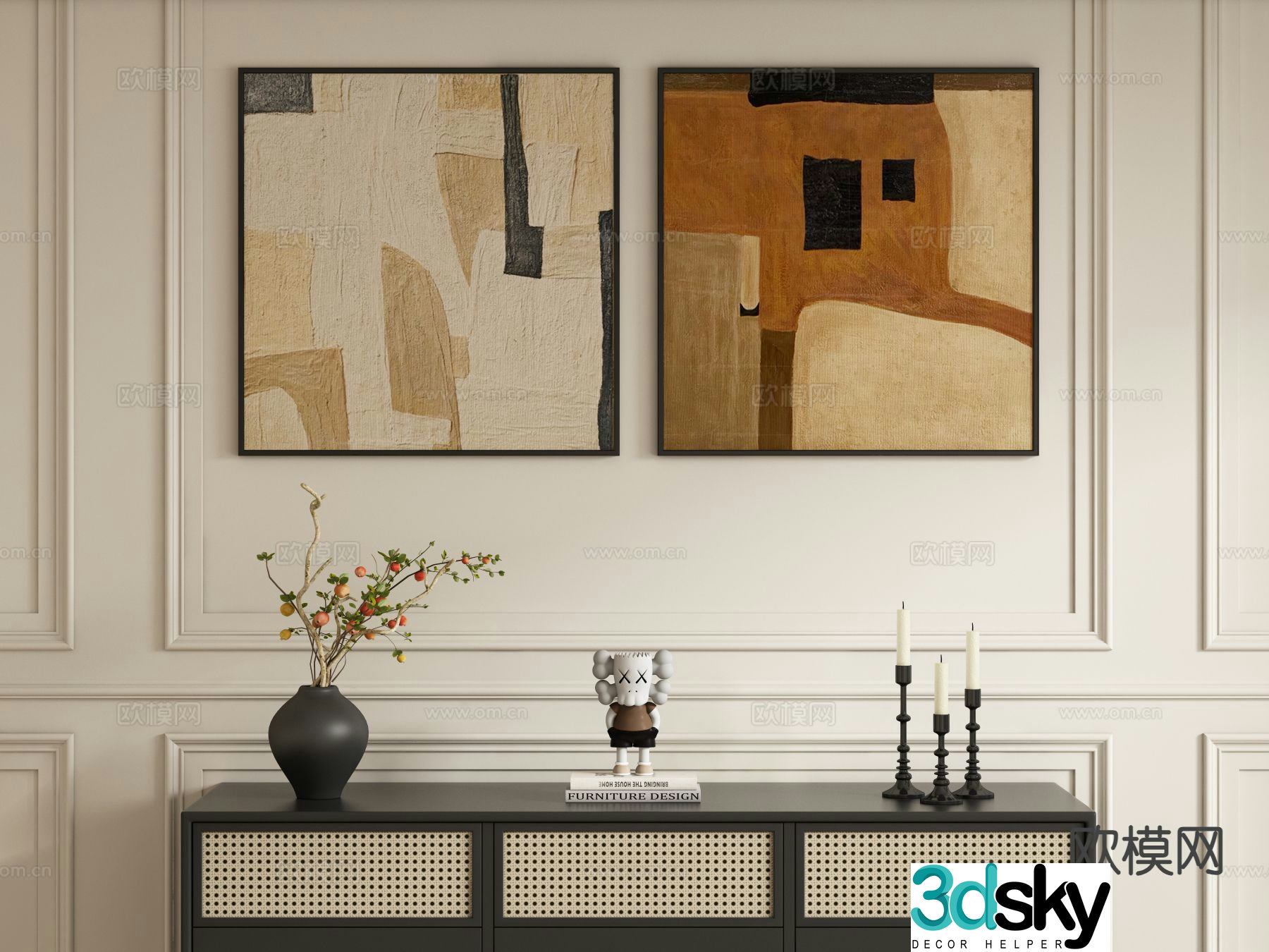 Wabi-sabi art painting texture painting decorative painting 3d model