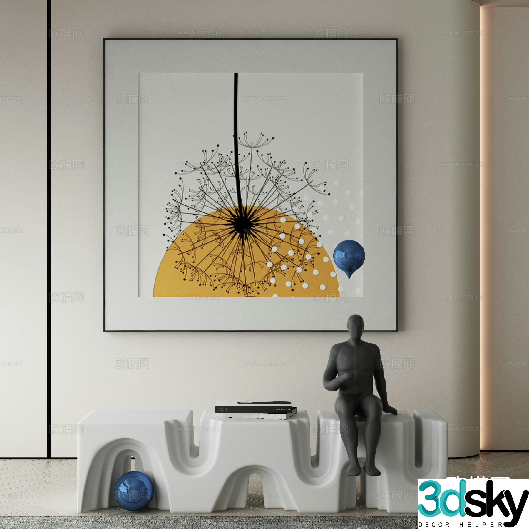 Modern art painting abstract painting decorative painting 3d model