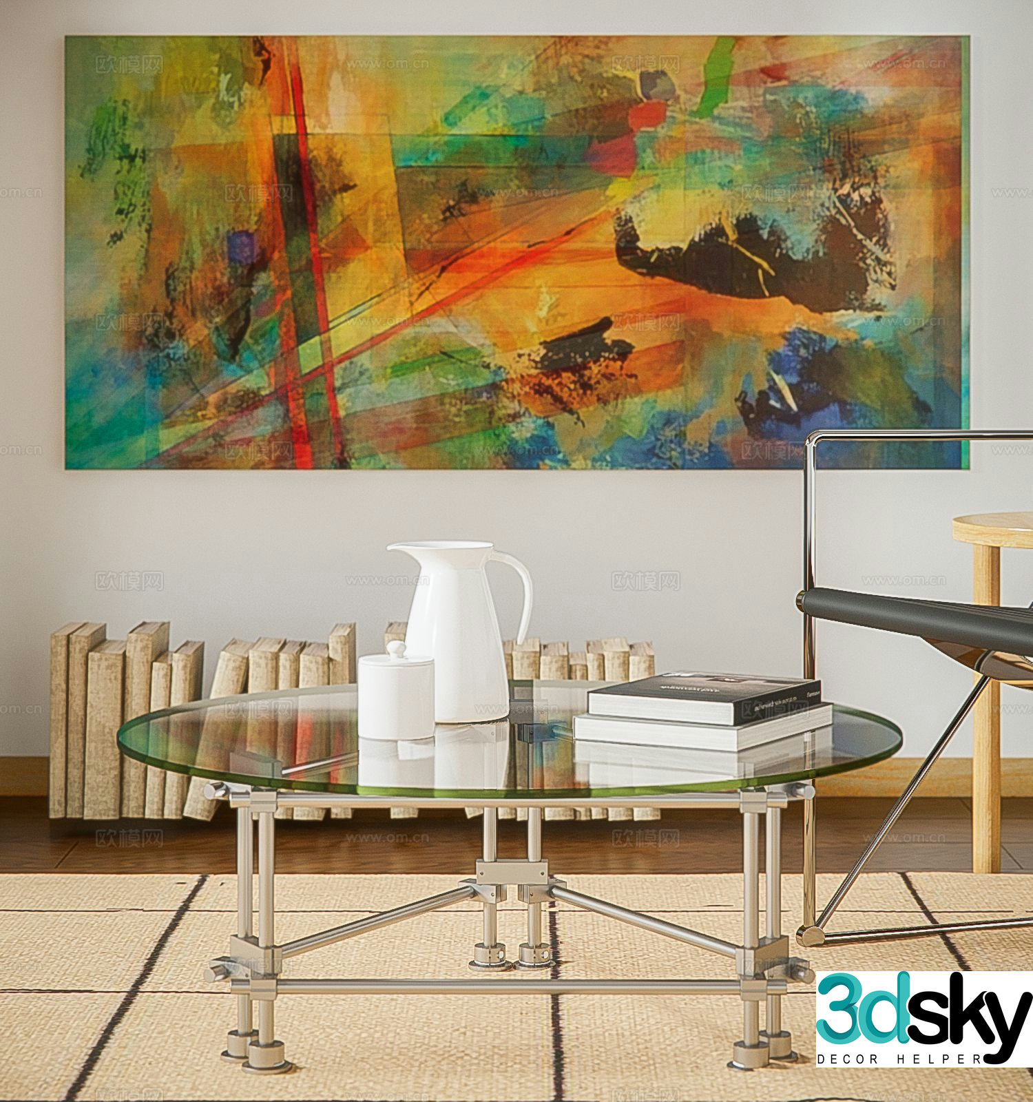 Modern glass coffee table 3d model