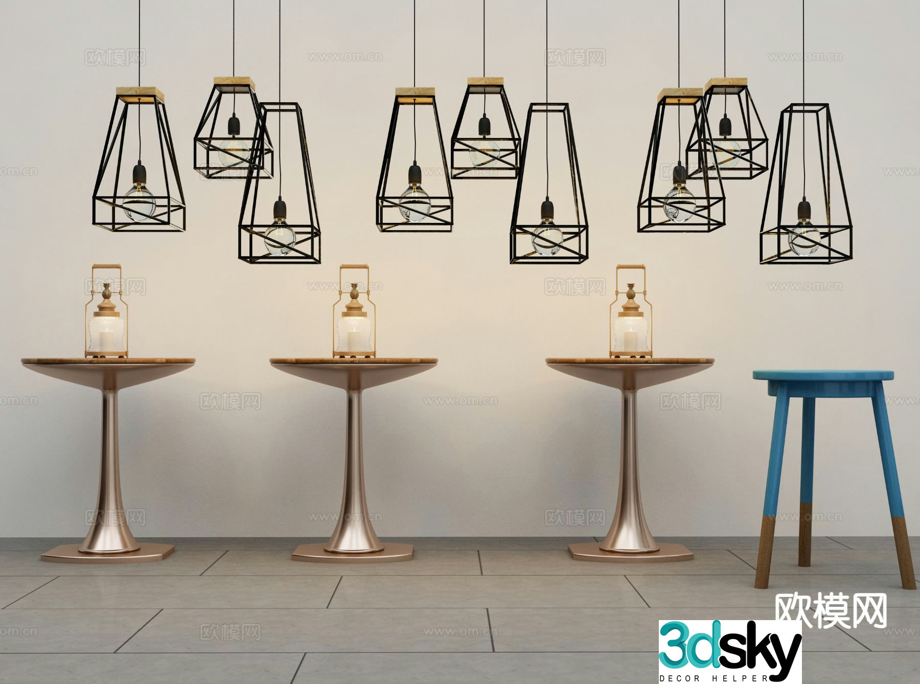 New Chinese style chandelier 3d model