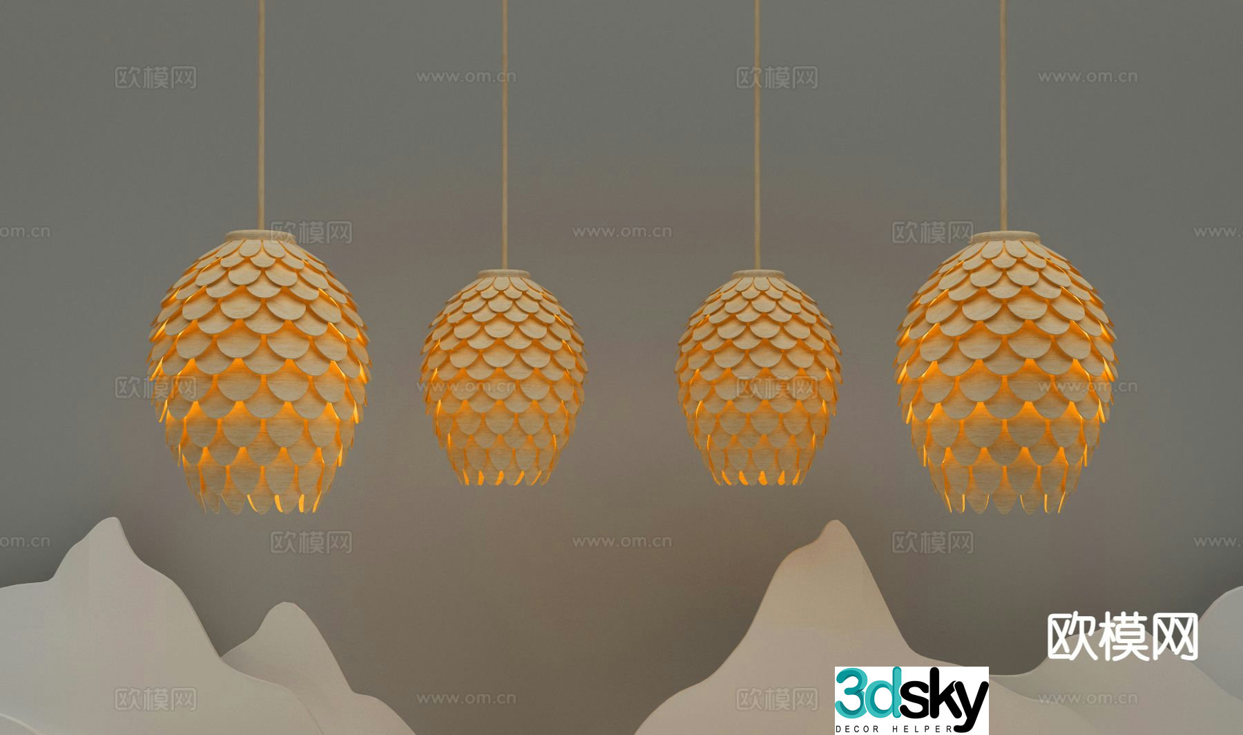 New Chinese style chandelier 3d model