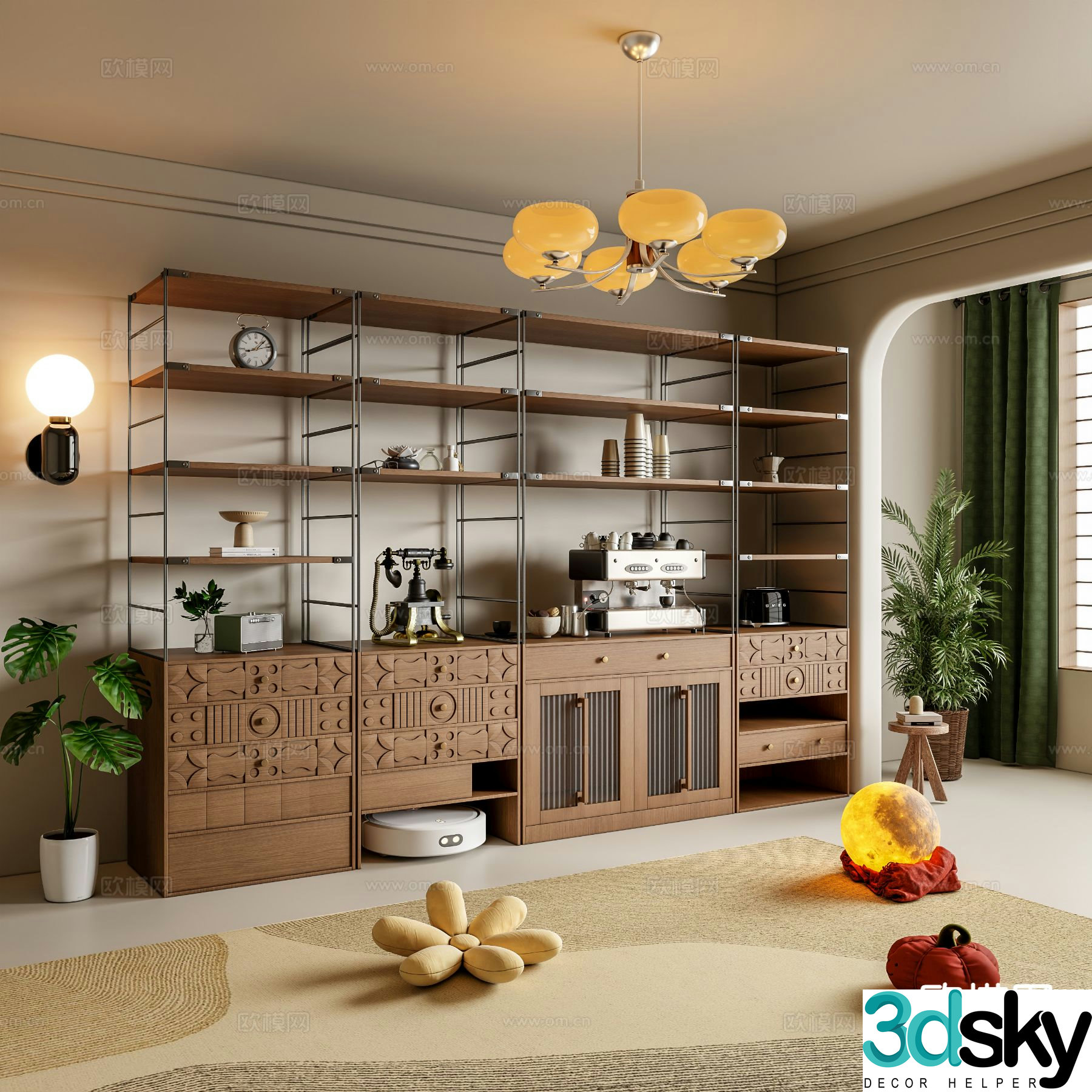 Medieval style bookcase display cabinet 3d model