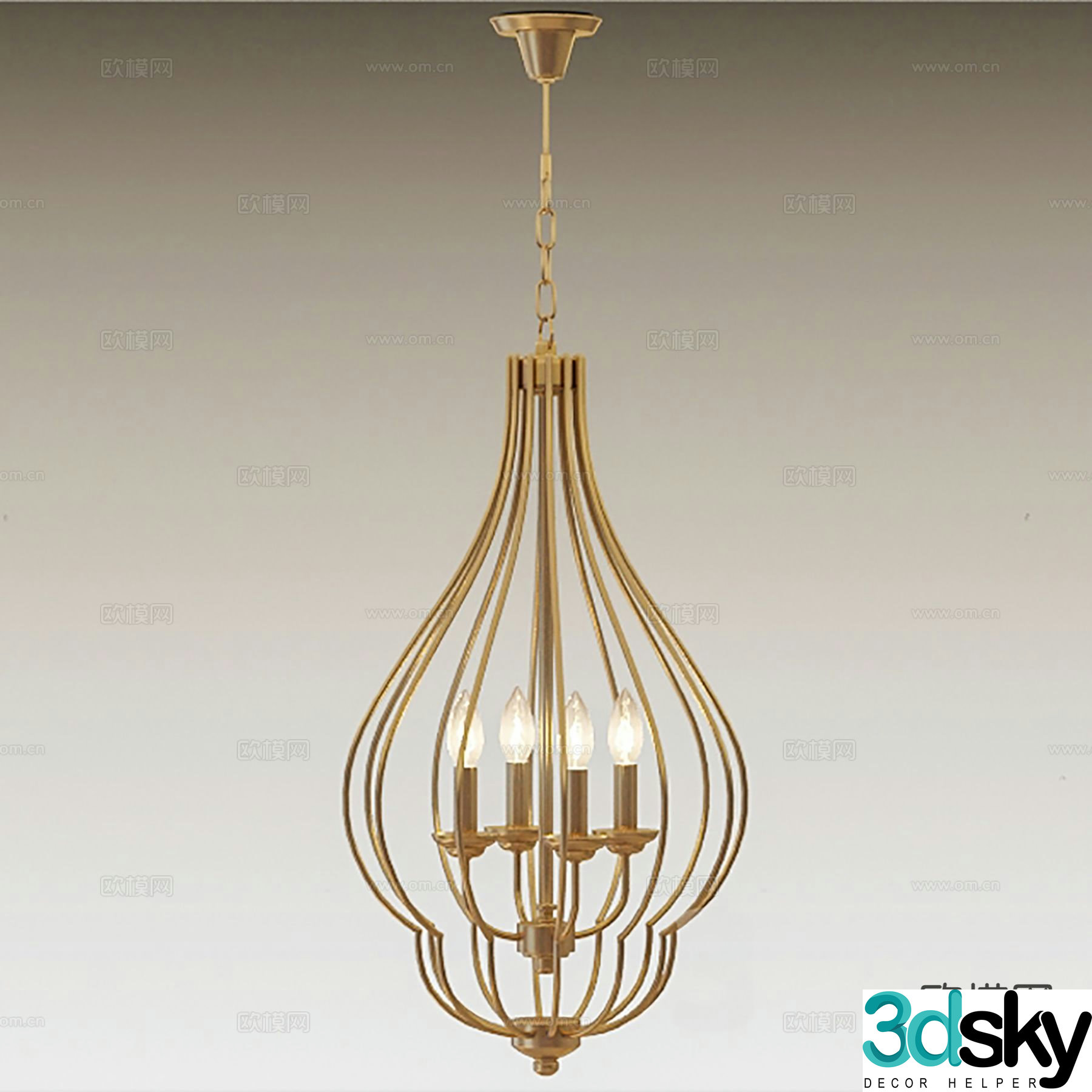 Light luxury chandelier candlestick chandelier 3d model