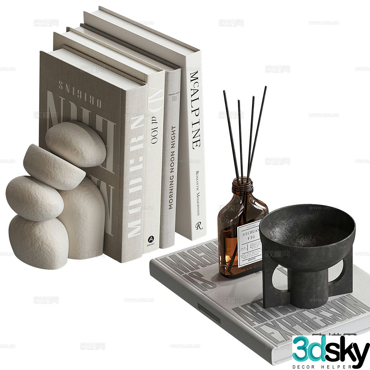Book Ornaments Books Aromatherapy Bookends 3D Model