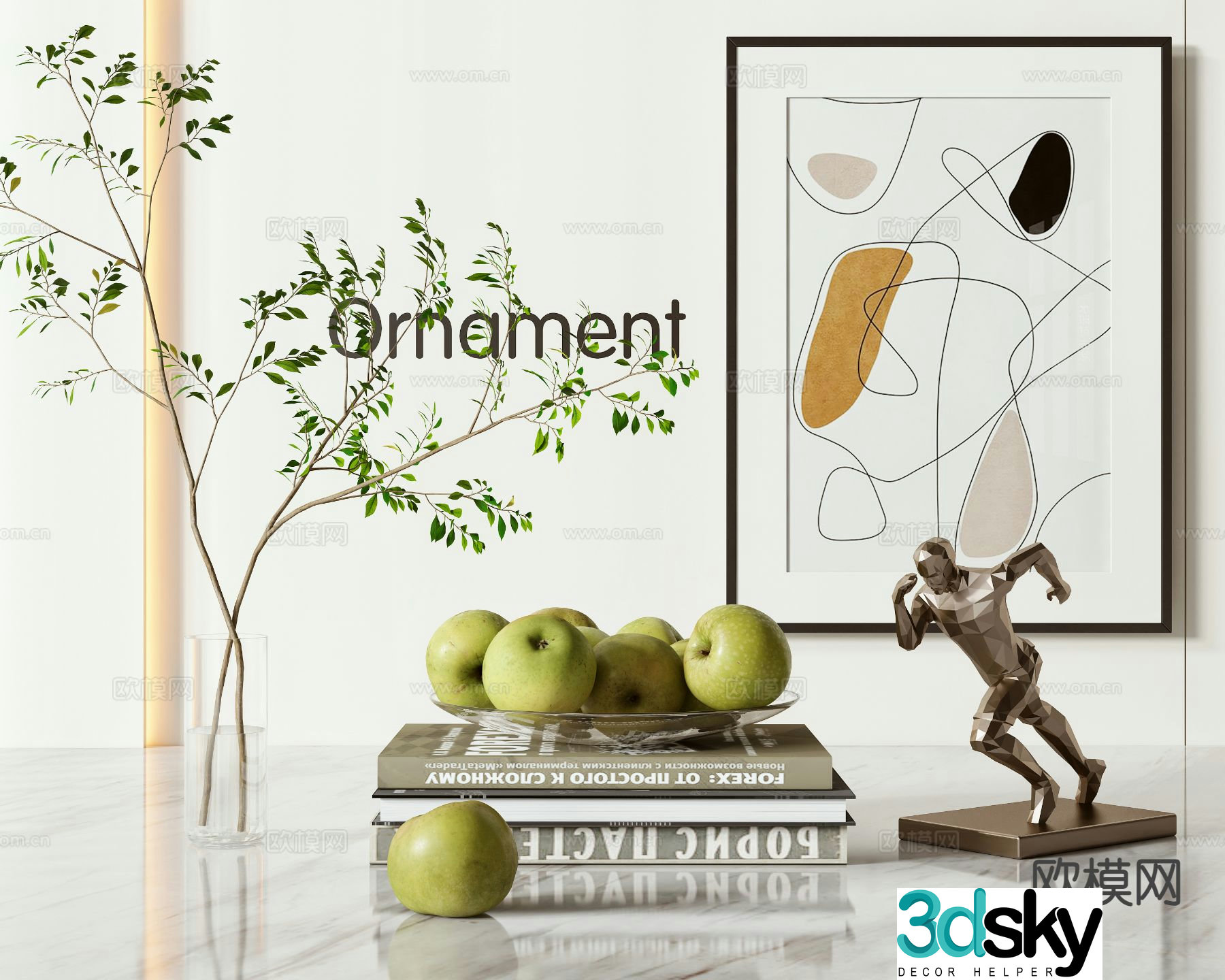 Modern jewelry ornaments books sculpture 3d model