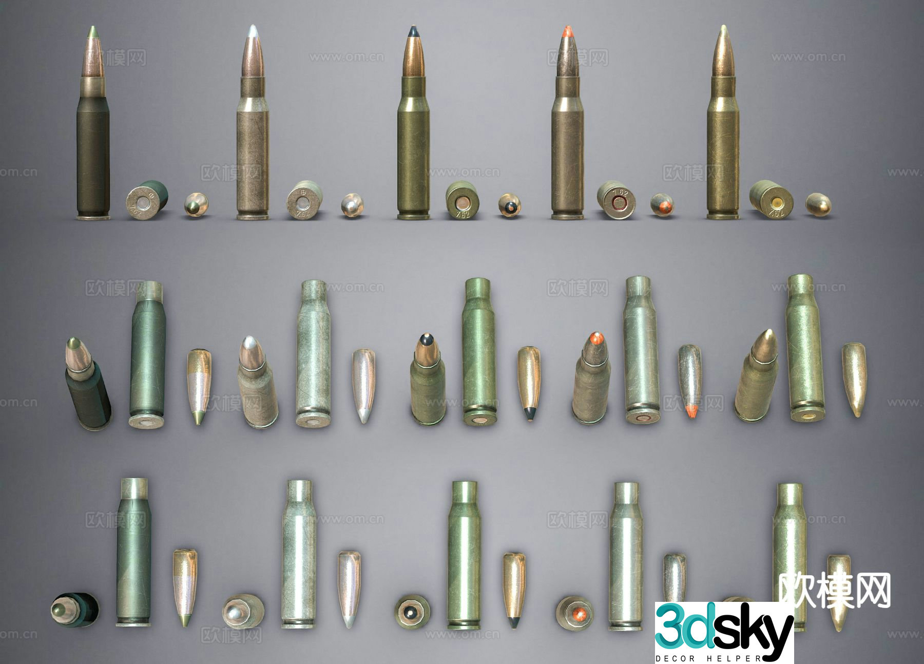 modern bullet military equipment ammunition 3d model