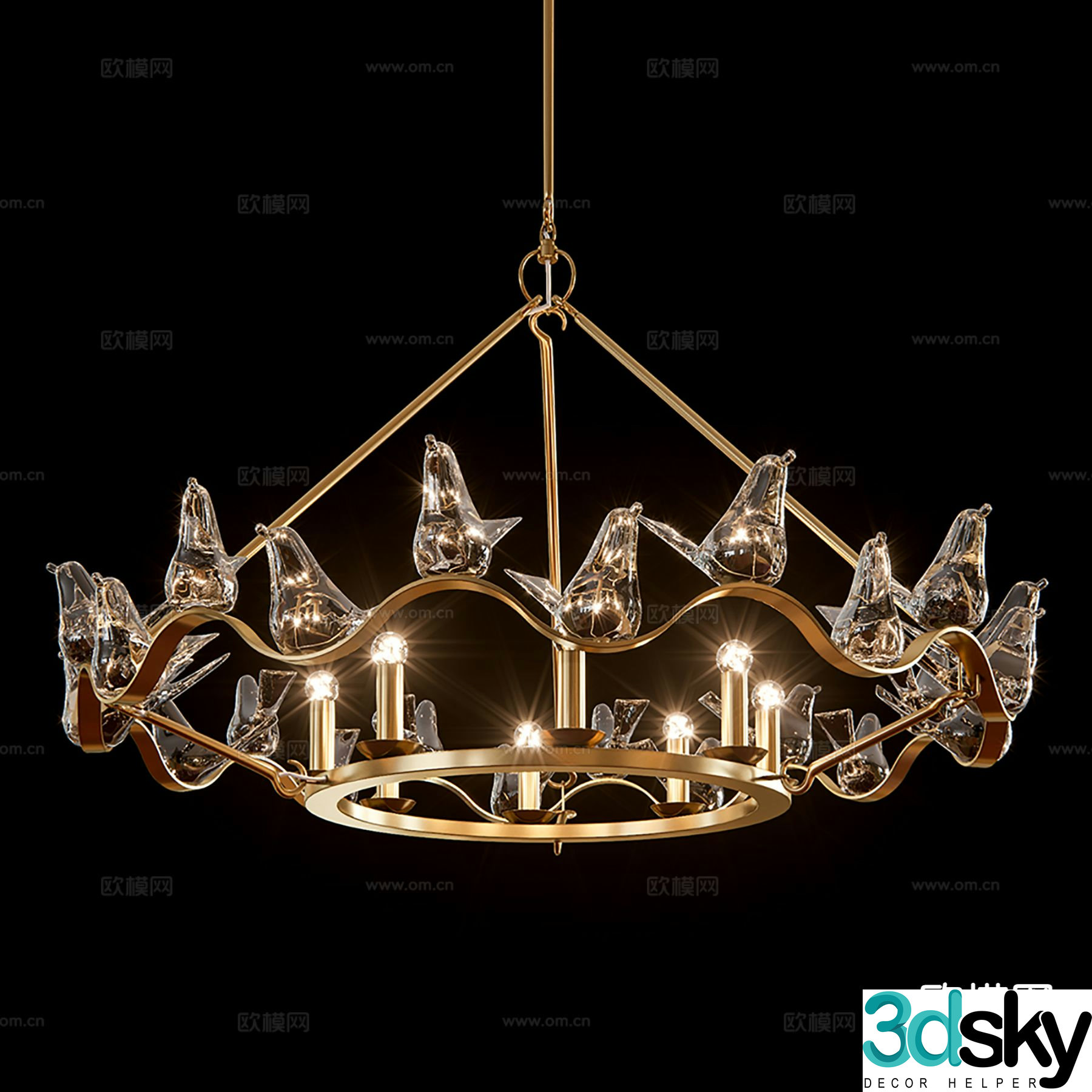 Light luxury chandelier bird chandelier indoor chandelier 3d model