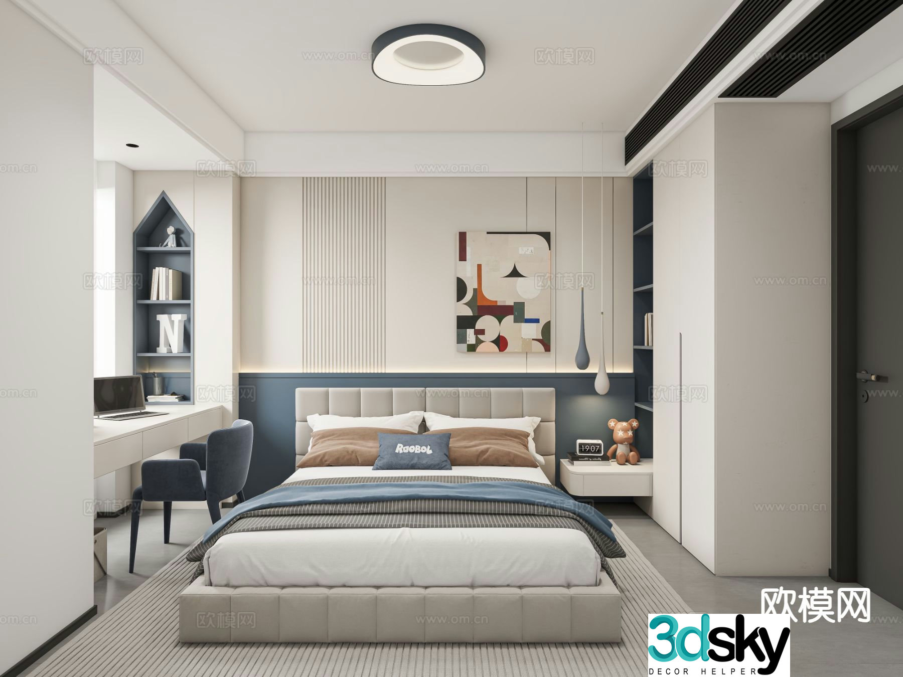 Modern kids room boy room 3d model