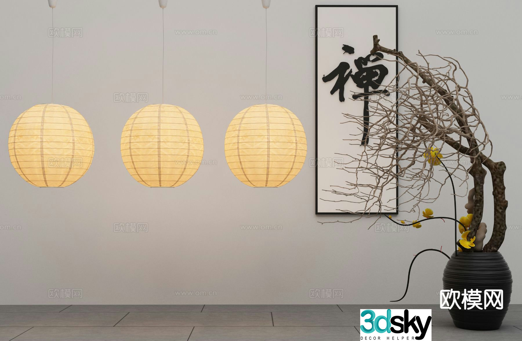 New Chinese style chandelier 3d model