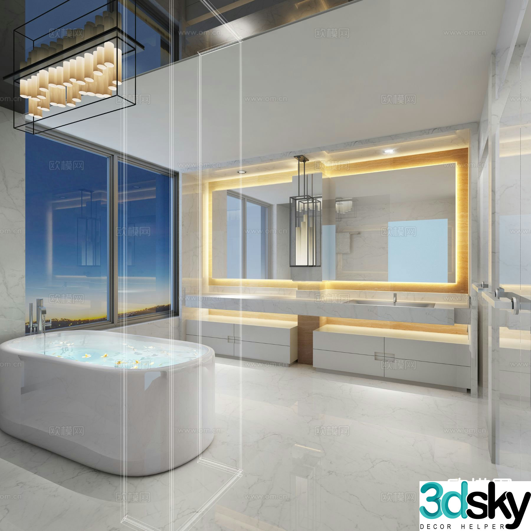 Modern villa bathroom bathroom master bathroom 3d model