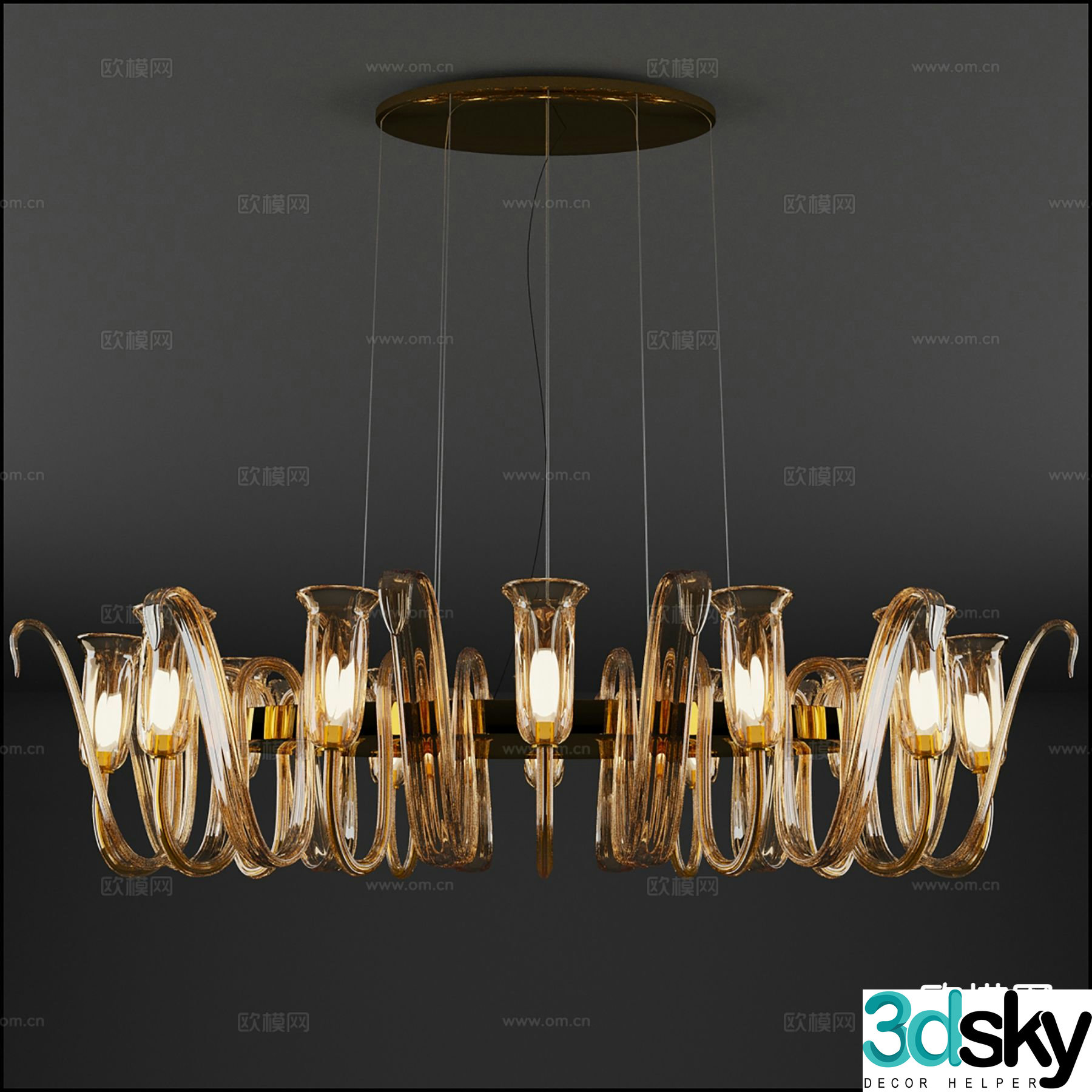 Modern glass chandelier indoor chandelier 3d model
