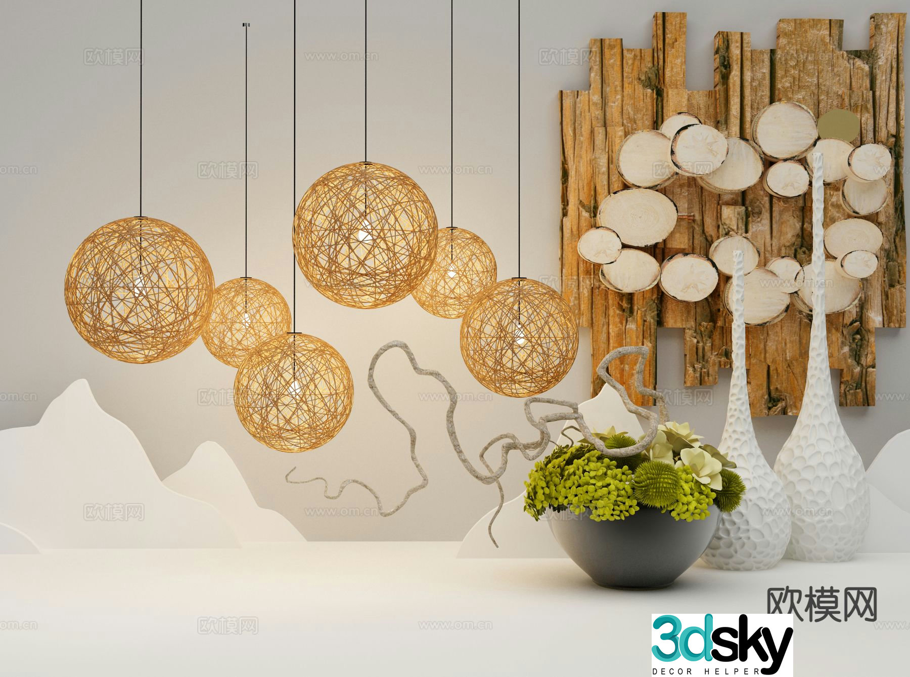 New Chinese style chandelier 3d model