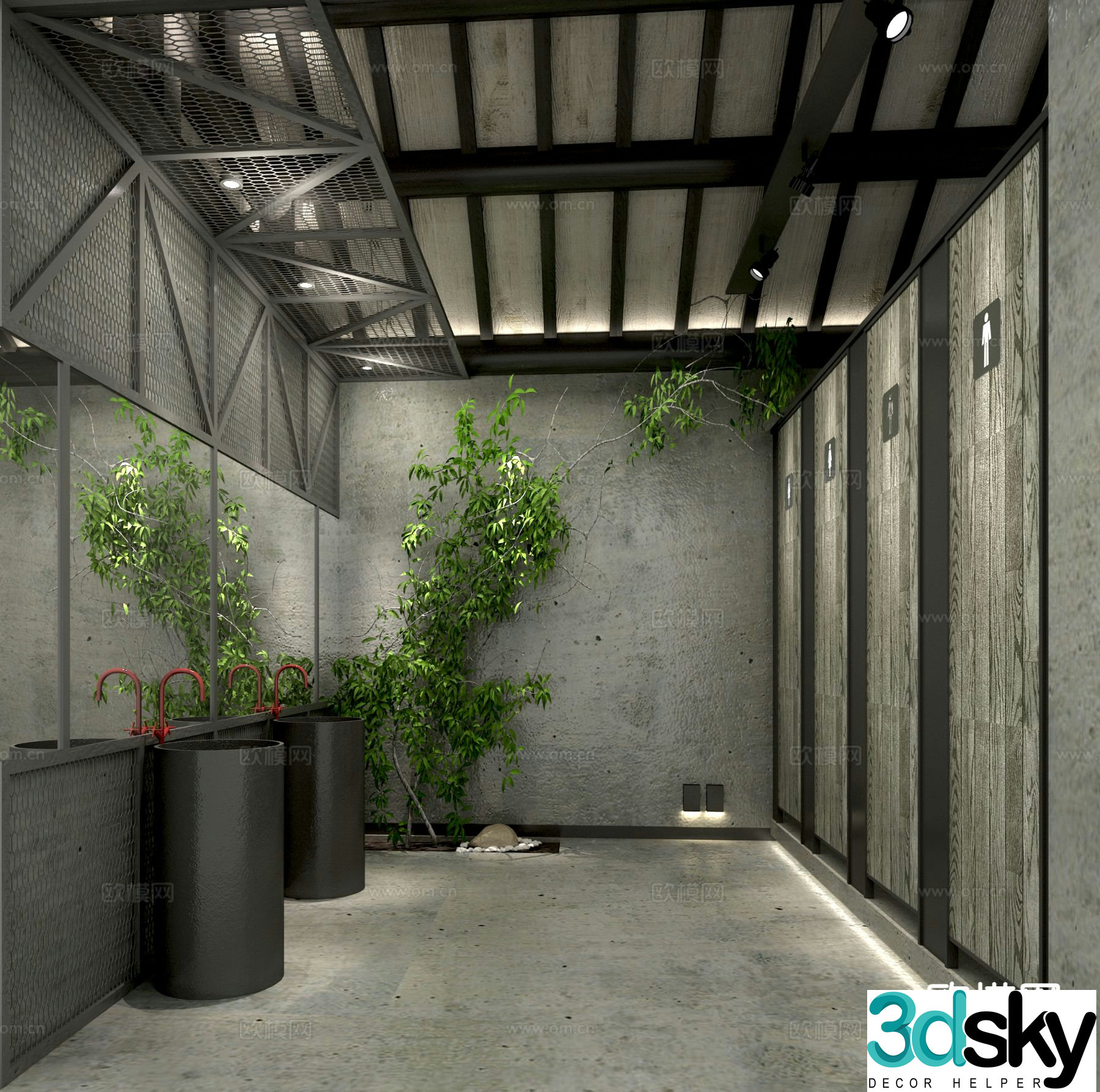 Industrial style bathroom bathroom 3d model