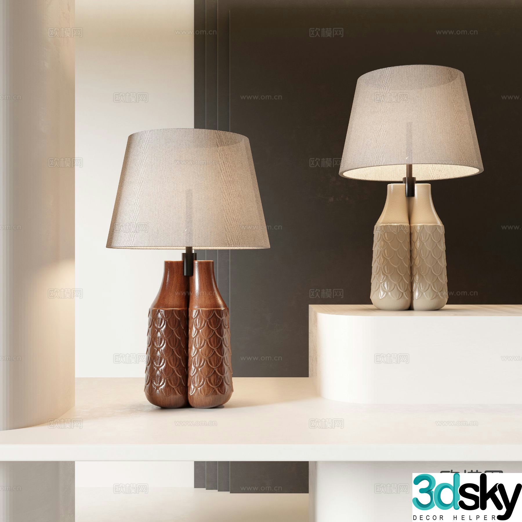 Medieval style table lamp vase table lamp 3d model