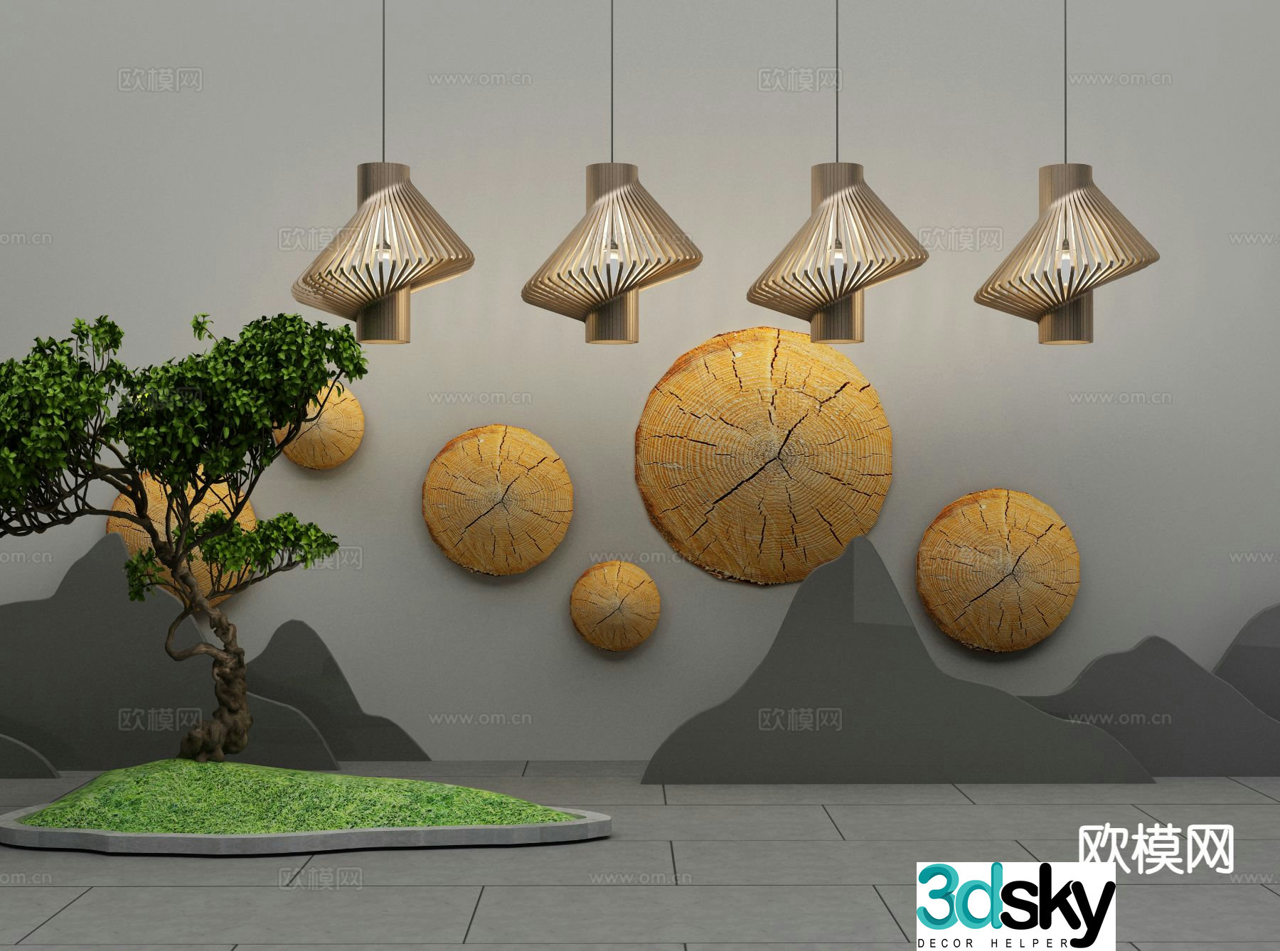 New Chinese style chandelier 3d model
